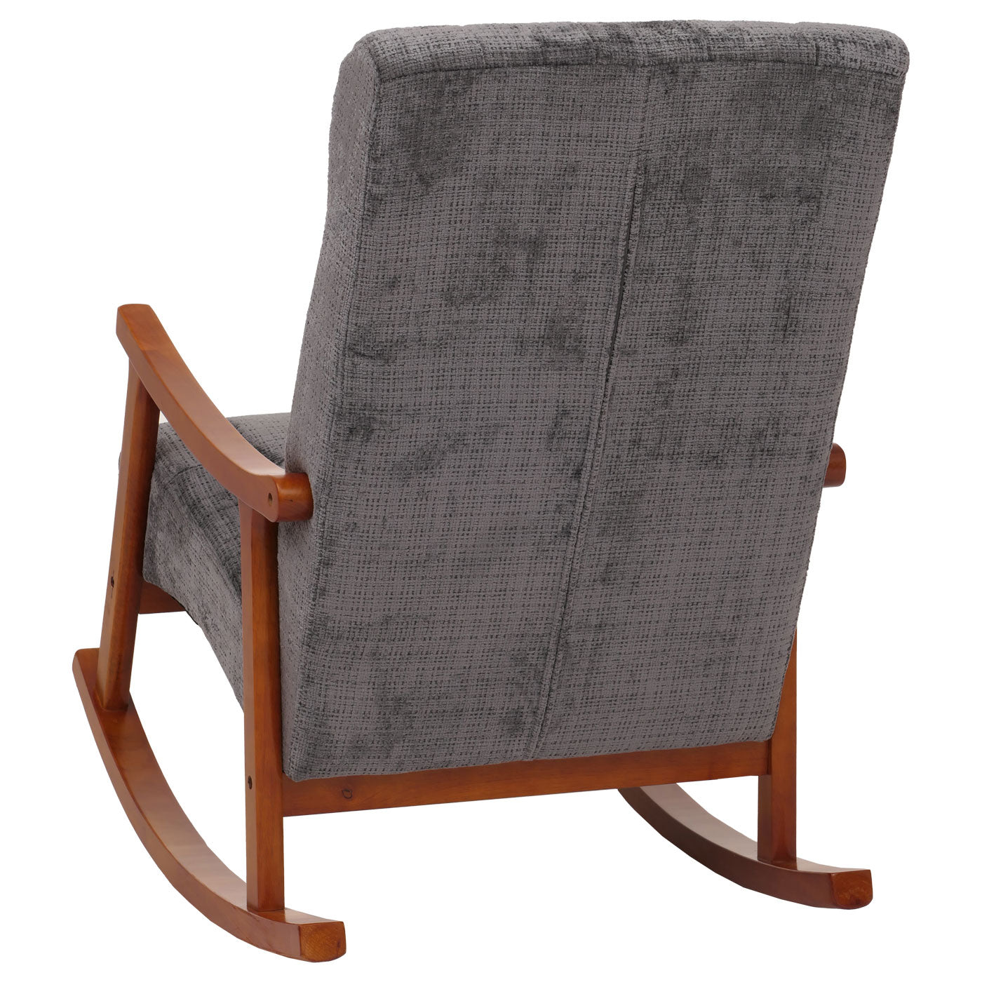 Cosmo Casa - Schommelstoel - Relaxstoel - Hout - FSC Gecertificeerd - Stoftextiel Chenille - 465gm - Donkergrijs - Frame Walnootlook