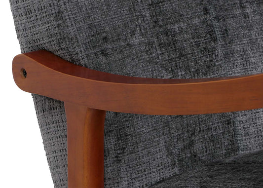 Cosmo Casa - Schommelstoel - Relaxstoel - Hout - FSC Gecertificeerd - Stoftextiel Chenille - 465gm - Donkergrijs - Frame Walnootlook