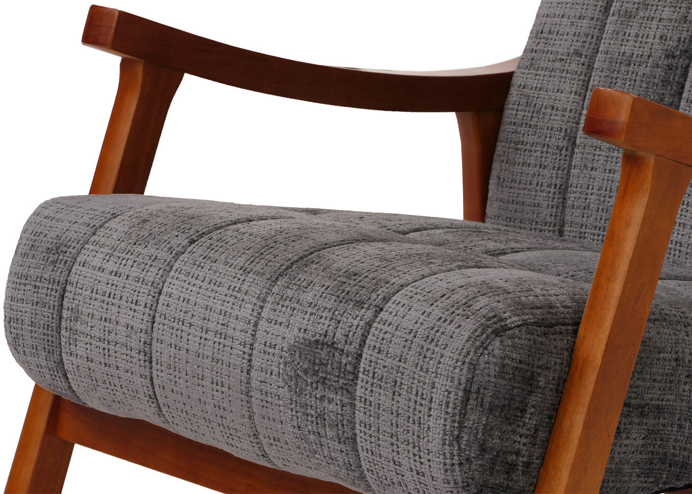 Cosmo Casa - Schommelstoel - Relaxstoel - Hout - FSC Gecertificeerd - Stoftextiel Chenille - 465gm - Donkergrijs - Frame Walnootlook