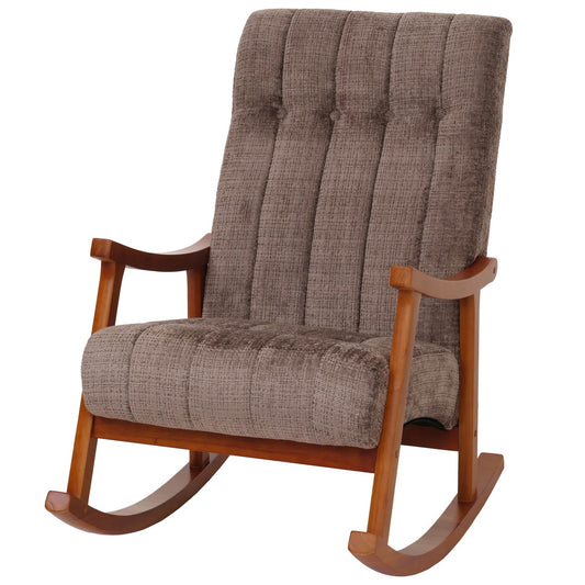 Cosmo Casa - Schommelstoel - Relaxstoel - Hout - FSC Gecertificeerd - Stoftextiel Chenille - 465gm - Bruin - Frame Walnootlook