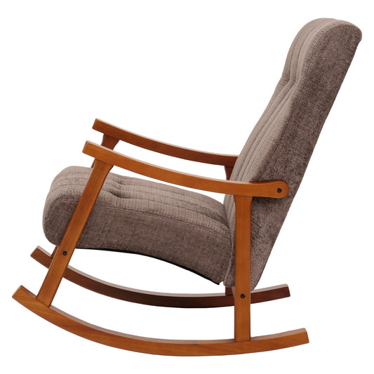 Cosmo Casa - Schommelstoel - Relaxstoel - Hout - FSC Gecertificeerd - Stoftextiel Chenille - 465gm - Bruin - Frame Walnootlook