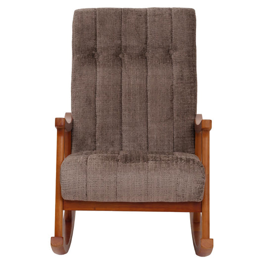 Cosmo Casa - Schommelstoel - Relaxstoel - Hout - FSC Gecertificeerd - Stoftextiel Chenille - 465gm - Bruin - Frame Walnootlook