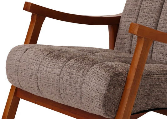 Cosmo Casa - Schommelstoel - Relaxstoel - Hout - FSC Gecertificeerd - Stoftextiel Chenille - 465gm - Bruin - Frame Walnootlook