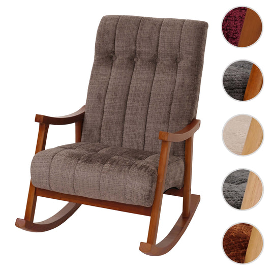 Cosmo Casa - Schommelstoel - Relaxstoel - Hout - FSC Gecertificeerd - Stoftextiel Chenille - 465gm - Bruin - Frame Walnootlook