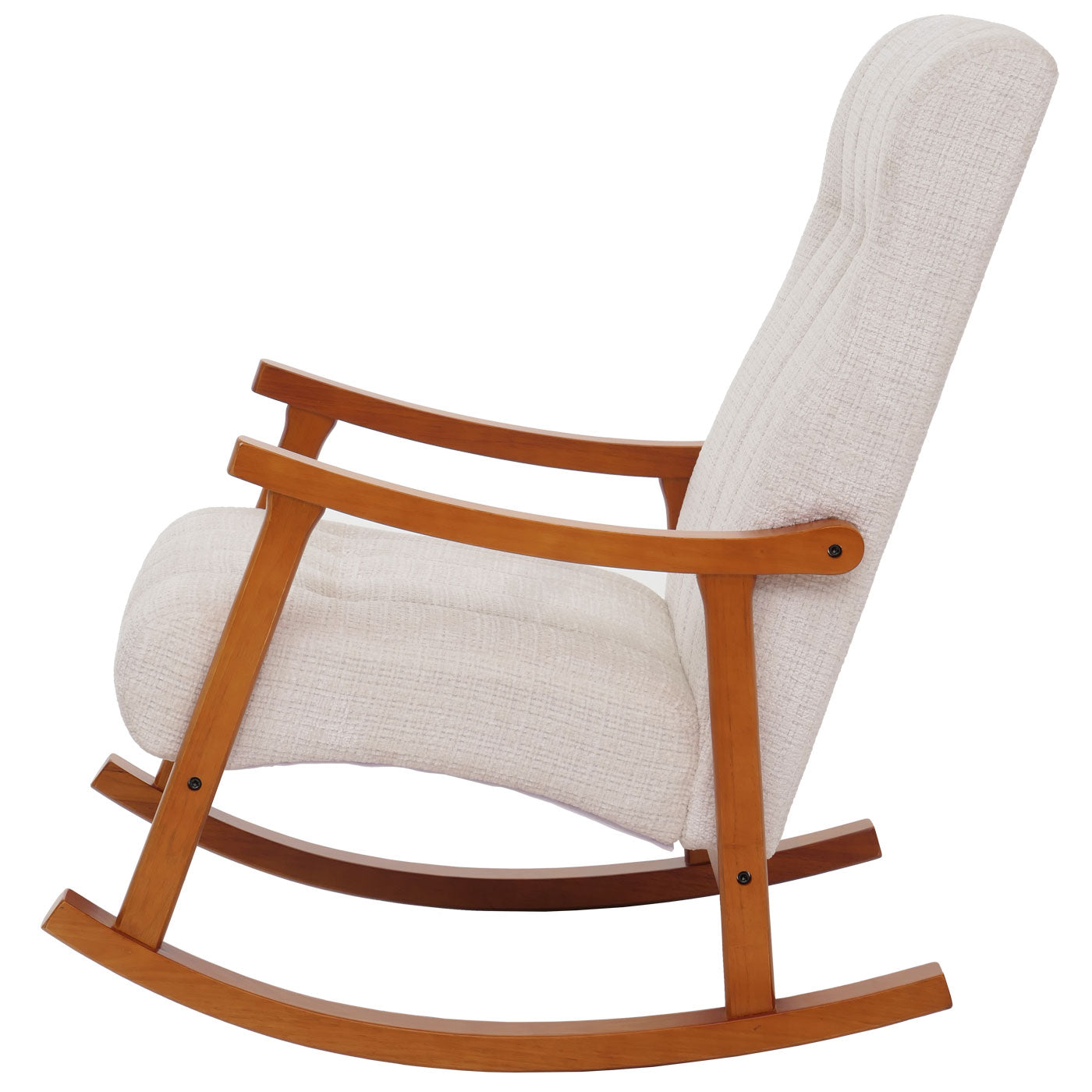 Cosmo Casa - Schommelstoel - Relaxstoel - Hout - FSC Gecertificeerd - Stoftextiel Chenille - 465gm - Crème - Frame Walnootlook