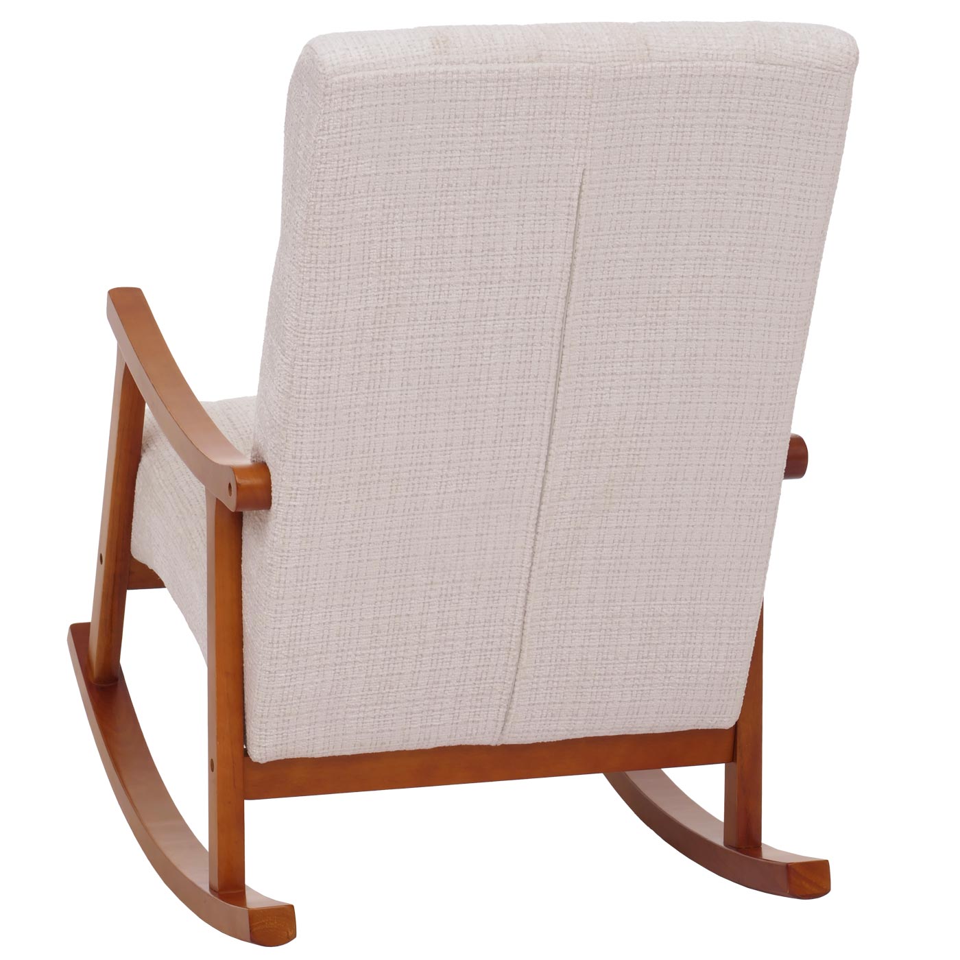 Cosmo Casa - Schommelstoel - Relaxstoel - Hout - FSC Gecertificeerd - Stoftextiel Chenille - 465gm - Crème - Frame Walnootlook