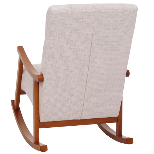 Cosmo Casa - Schommelstoel - Relaxstoel - Hout - FSC Gecertificeerd - Stoftextiel Chenille - 465gm - Crème - Frame Walnootlook