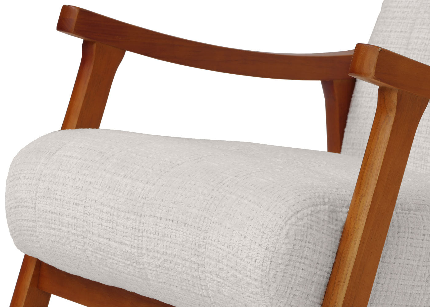 Cosmo Casa - Schommelstoel - Relaxstoel - Hout - FSC Gecertificeerd - Stoftextiel Chenille - 465gm - Crème - Frame Walnootlook