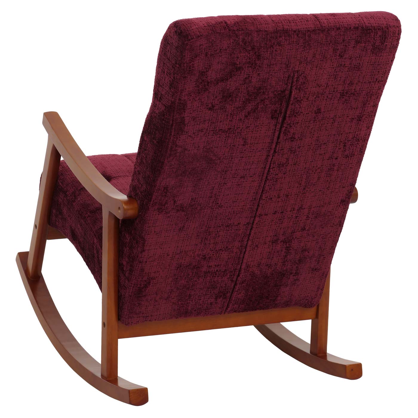 Cosmo Casa - Schommelstoel - Relaxstoel - Hout - FSC Gecertificeerd - Stoftextiel Chenille - 465gm - Bordeaux - Frame Walnootlook