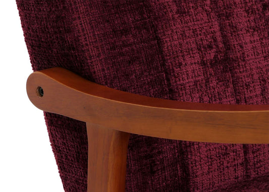 Cosmo Casa - Schommelstoel - Relaxstoel - Hout - FSC Gecertificeerd - Stoftextiel Chenille - 465gm - Bordeaux - Frame Walnootlook