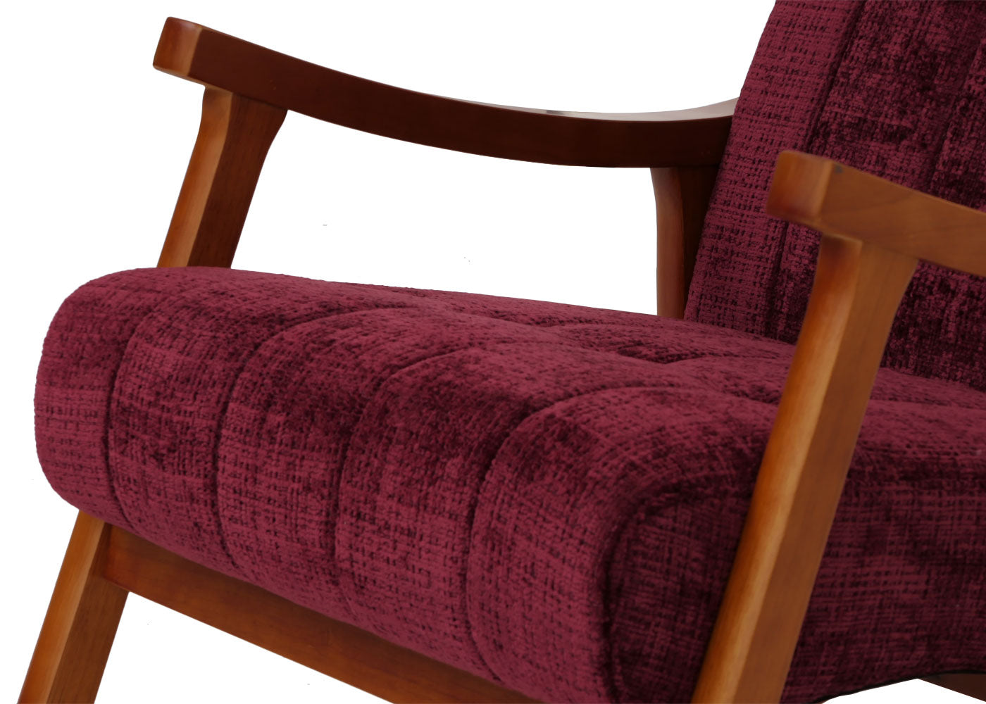 Cosmo Casa - Schommelstoel - Relaxstoel - Hout - FSC Gecertificeerd - Stoftextiel Chenille - 465gm - Bordeaux - Frame Walnootlook
