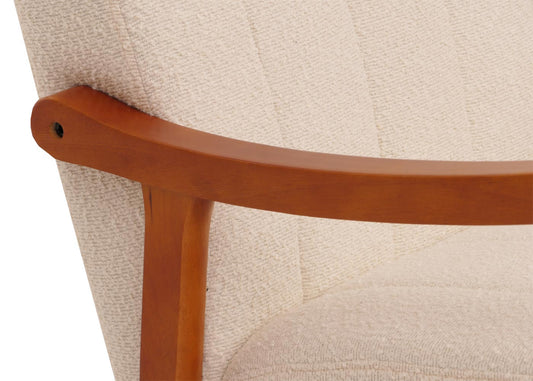 Cosmo Casa - Schommelstoel - Relaxstoel - Hout - FSC Gecertificeerd - Stoftextiel Bouclé - 450gm - Crème - Frame Walnootlook