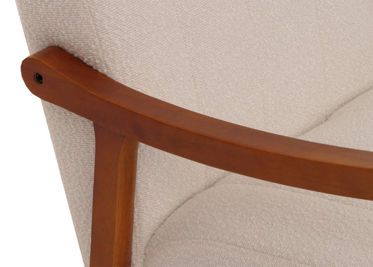 Cosmo Casa - Schommelstoel - Relaxstoel - Hout - FSC Gecertificeerd - Stoftextiel Bouclé - 450gm - Beige - Frame Walnootlook