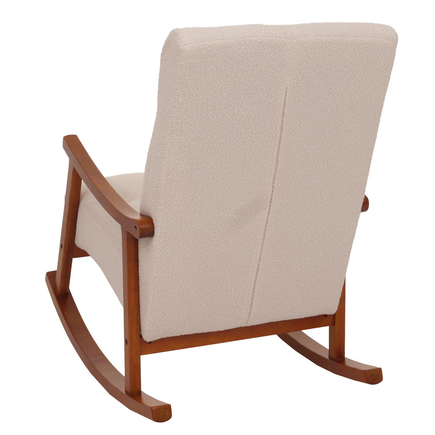 Cosmo Casa - Schommelstoel - Relaxstoel - Hout - FSC Gecertificeerd - Stoftextiel Bouclé - 450gm - Beige - Frame Walnootlook