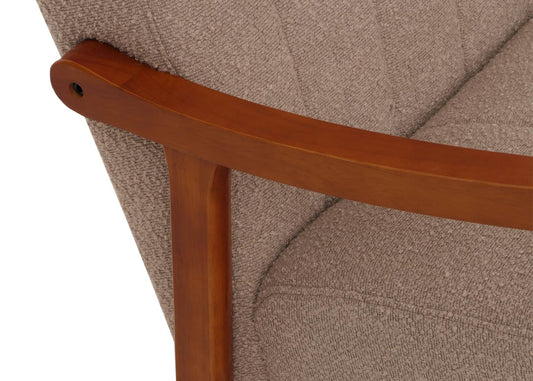 Cosmo Casa - Schommelstoel - Relaxstoel - Hout - FSC Gecertificeerd - Stoftextiel Bouclé - 450gm - Taupe - Frame Walnootlook