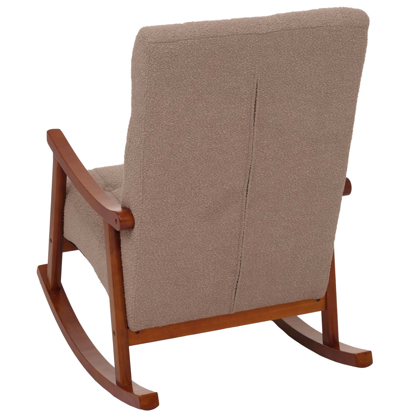 Cosmo Casa - Schommelstoel - Relaxstoel - Hout - FSC Gecertificeerd - Stoftextiel Bouclé - 450gm - Taupe - Frame Walnootlook