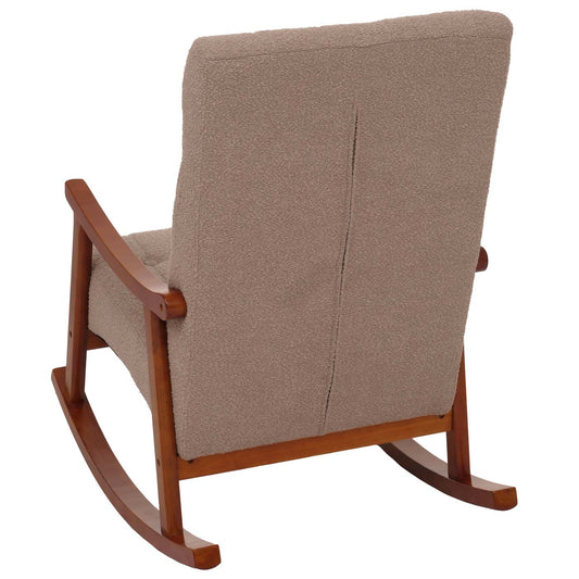 Cosmo Casa - Schommelstoel - Relaxstoel - Hout - FSC Gecertificeerd - Stoftextiel Bouclé - 450gm - Taupe - Frame Walnootlook