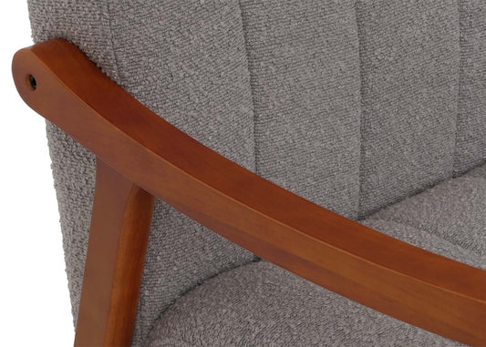 Cosmo Casa - Schommelstoel - Relaxstoel - Hout - FSC Gecertificeerd - Stoftextiel Bouclé - 450gm - Grijs - Frame Walnootlook