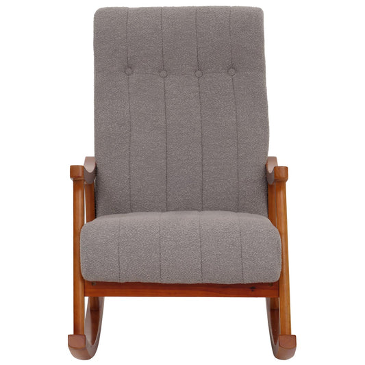 Cosmo Casa - Schommelstoel - Relaxstoel - Hout - FSC Gecertificeerd - Stoftextiel Bouclé - 450gm - Grijs - Frame Walnootlook