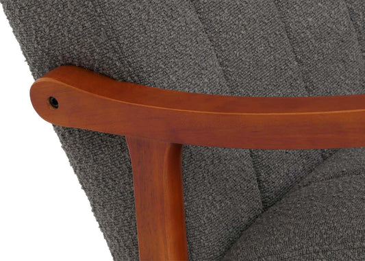 Cosmo Casa - Schommelstoel - Relaxstoel - Hout - FSC Gecertificeerd - Stoftextiel Bouclé - 450gm - Donkergrijs - Frame Walnootlook