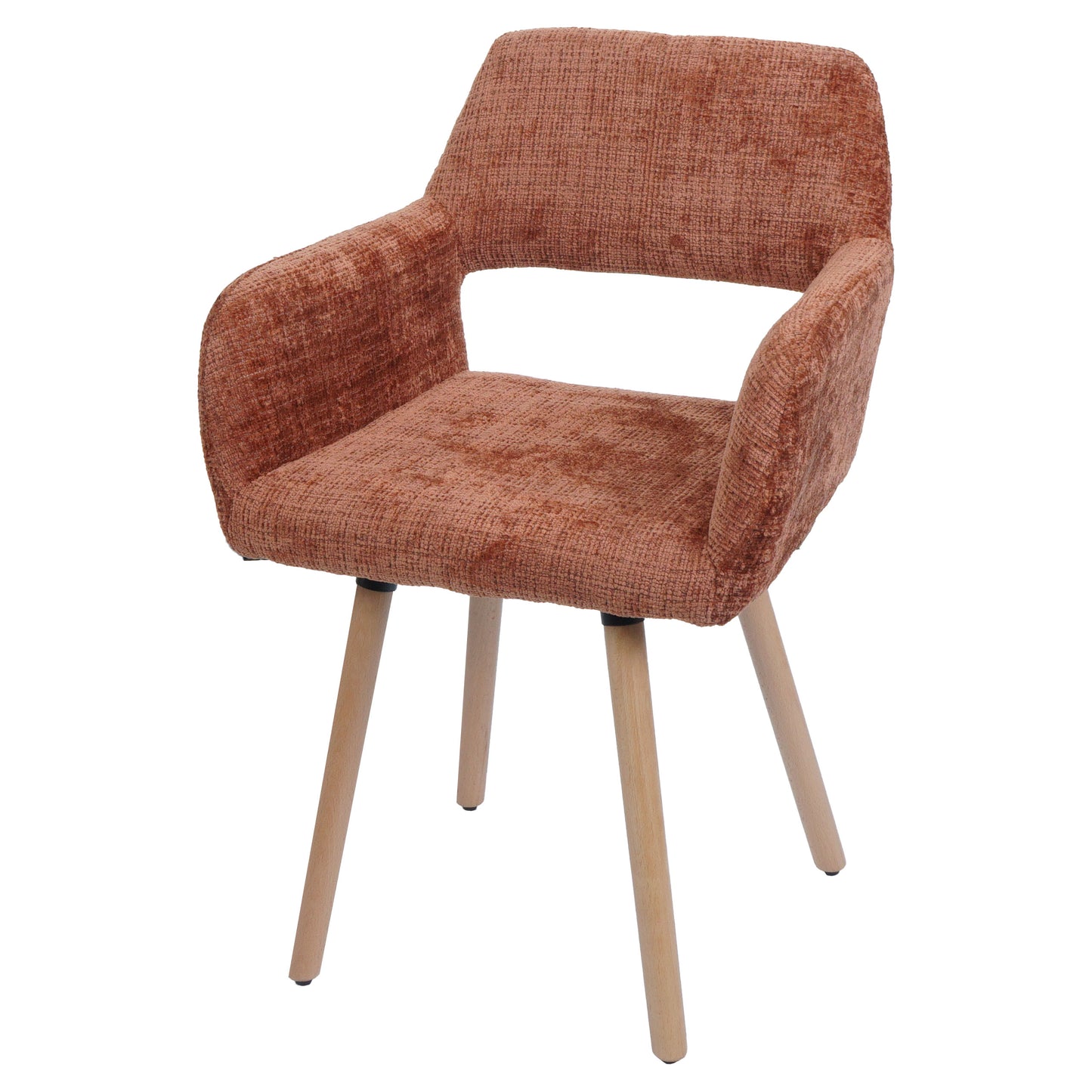 Cosmo Casa - Eetkamerstoel - Keukenstoel - Gestoffeerde Stoel - Hout - Stoftextiel Chenille - 465gm - FSC - Terracotta