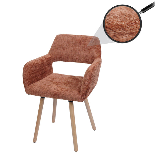 Cosmo Casa - Eetkamerstoel - Keukenstoel - Gestoffeerde Stoel - Hout - Stoftextiel Chenille - 465gm - FSC - Terracotta