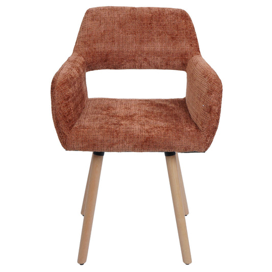 Cosmo Casa - Eetkamerstoel - Keukenstoel - Gestoffeerde Stoel - Hout - Stoftextiel Chenille - 465gm - FSC - Terracotta