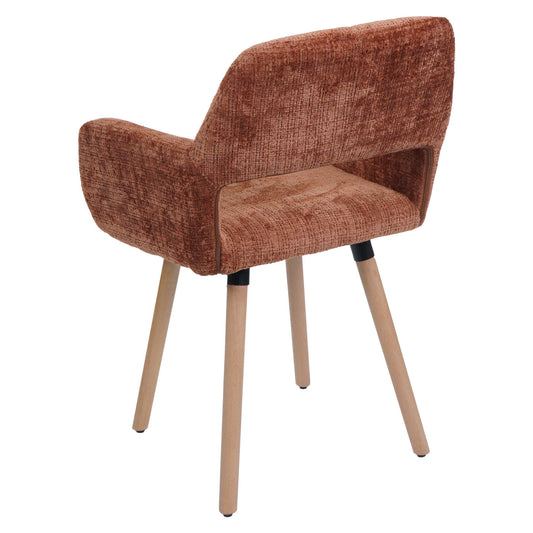 Cosmo Casa - Eetkamerstoel - Keukenstoel - Gestoffeerde Stoel - Hout - Stoftextiel Chenille - 465gm - FSC - Terracotta