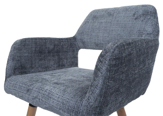 Cosmo Casa - Eetkamerstoel - Keukenstoel - Gestoffeerde Stoel - Hout - Stoftextiel Chenille - 465gm - FSC - Donkergrijs