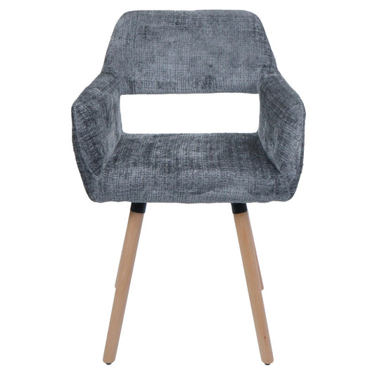Cosmo Casa - Eetkamerstoel - Keukenstoel - Gestoffeerde Stoel - Hout - Stoftextiel Chenille - 465gm - FSC - Donkergrijs