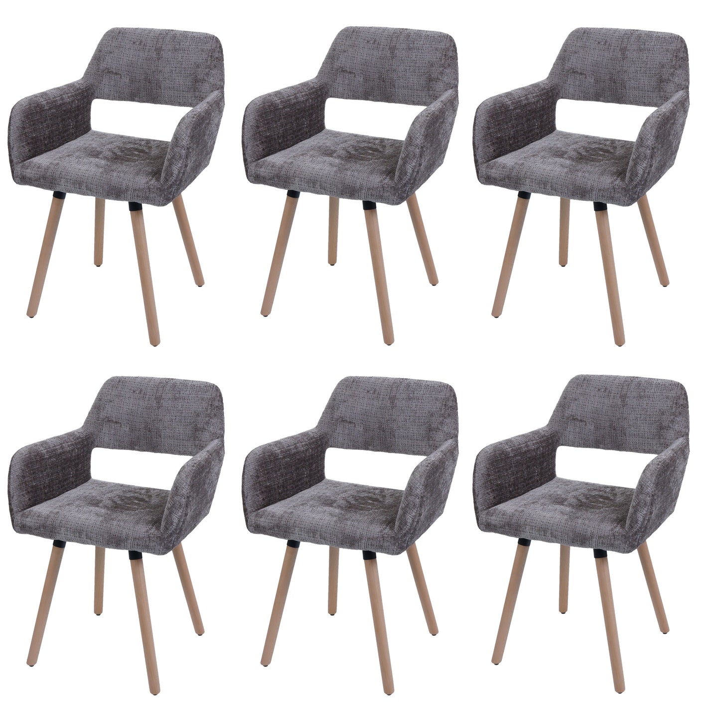 Cosmo Casa - Set van 6 Eetkamerstoelen - Keukenstoelen - Gestoffeerde Stoelen - Hout - Stoftextiel Chenille - 465gm - FSC - Bruin