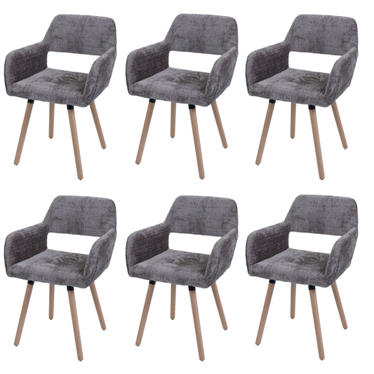 Cosmo Casa - Set van 6 Eetkamerstoelen - Keukenstoelen - Gestoffeerde Stoelen - Hout - Stoftextiel Chenille - 465gm - FSC - Bruin