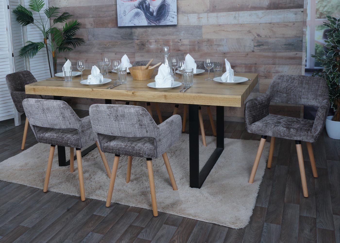 Cosmo Casa - Eetkamerstoel - Keukenstoel - Gestoffeerde Stoel - Hout - Stoftextiel Chenille - 465gm - FSC - Bruin