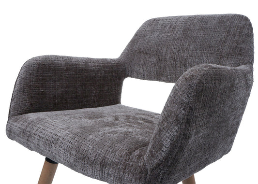 Cosmo Casa - Eetkamerstoel - Keukenstoel - Gestoffeerde Stoel - Hout - Stoftextiel Chenille - 465gm - FSC - Bruin