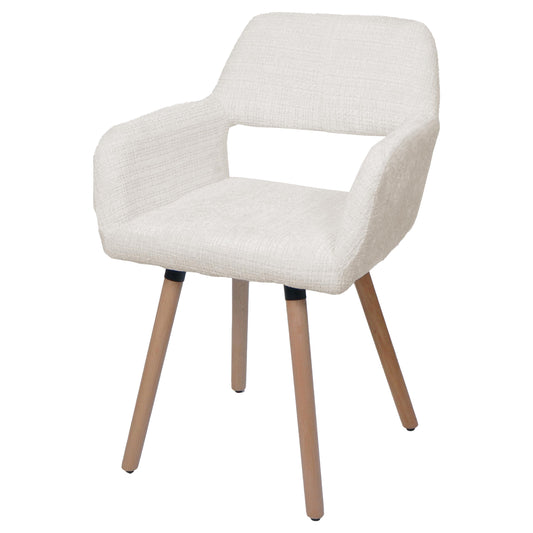 Cosmo Casa - Eetkamerstoel - Keukenstoel - Gestoffeerde Stoel - Hout - Stoftextiel Chenille - 465gm - FSC - Crème