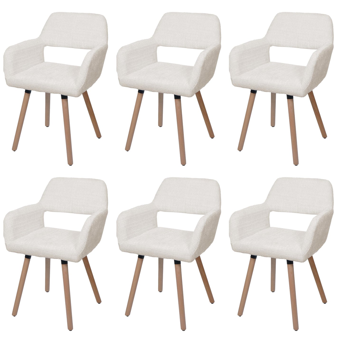 Cosmo Casa - Set van 6 Eetkamerstoelen - Keukenstoel - Gestoffeerde Stoel - Hout - Stoftextiel Chenille - 465gm - FSC - Crème
