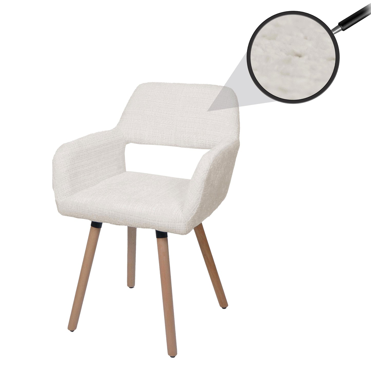 Cosmo Casa - Eetkamerstoel - Keukenstoel - Gestoffeerde Stoel - Hout - Stoftextiel Chenille - 465gm - FSC - Crème