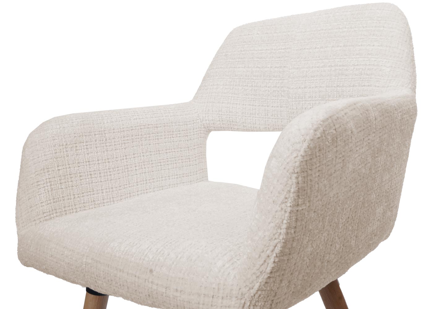 Cosmo Casa - Eetkamerstoel - Keukenstoel - Gestoffeerde Stoel - Hout - Stoftextiel Chenille - 465gm - FSC - Crème