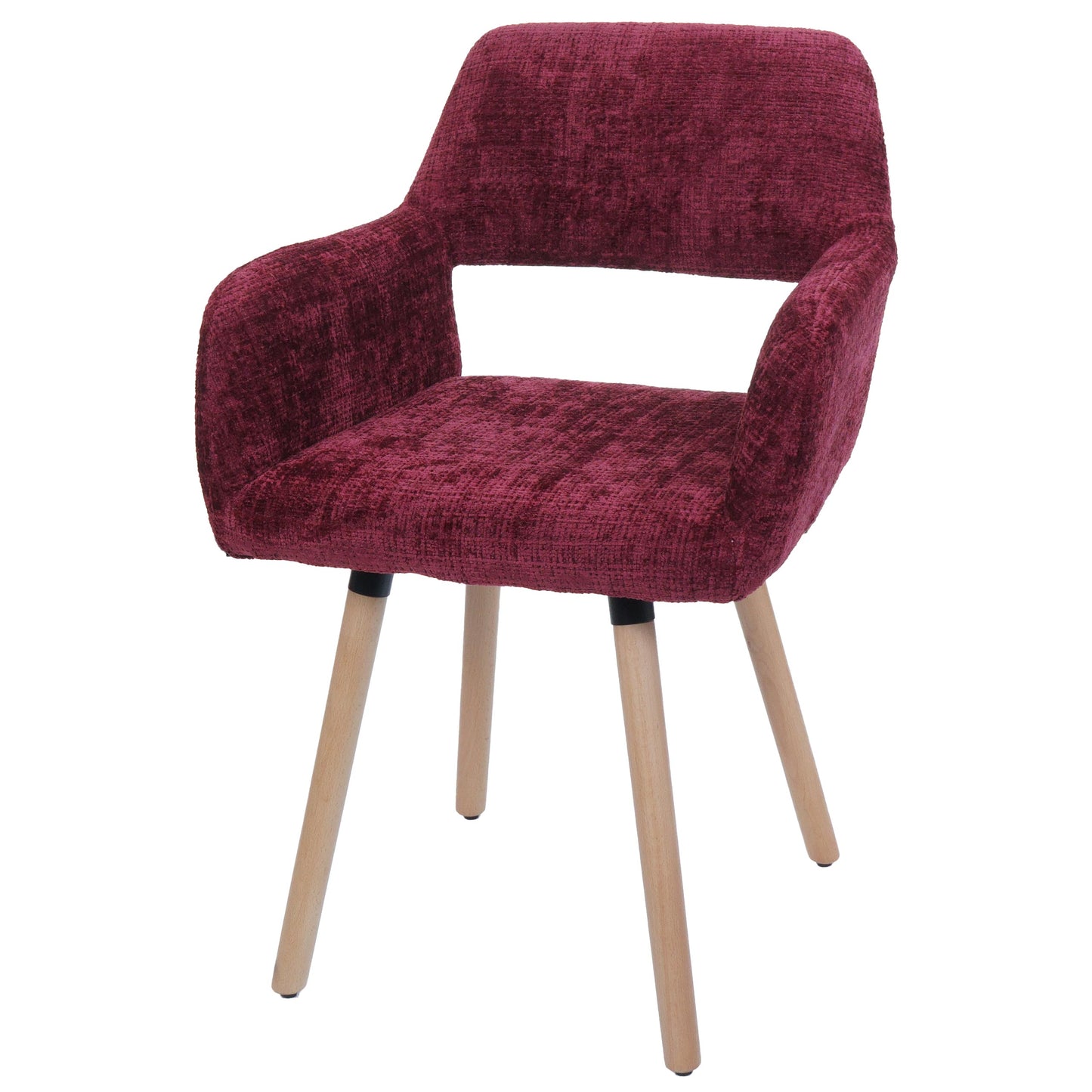 Cosmo Casa - Eetkamerstoel - Keukenstoel - Gestoffeerde Stoel - Hout - Stoftextiel Chenille - 465gm - FSC - Bordeaux