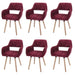 Cosmo Casa - Set van 6 Eetkamerstoelen - Keukenstoelen - Gestoffeerde Stoelen - Hout - Stoftextiel Chenille - 465gm - FSC - Bordeaux