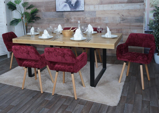 Cosmo Casa - Eetkamerstoel - Keukenstoel - Gestoffeerde Stoel - Hout - Stoftextiel Chenille - 465gm - FSC - Bordeaux