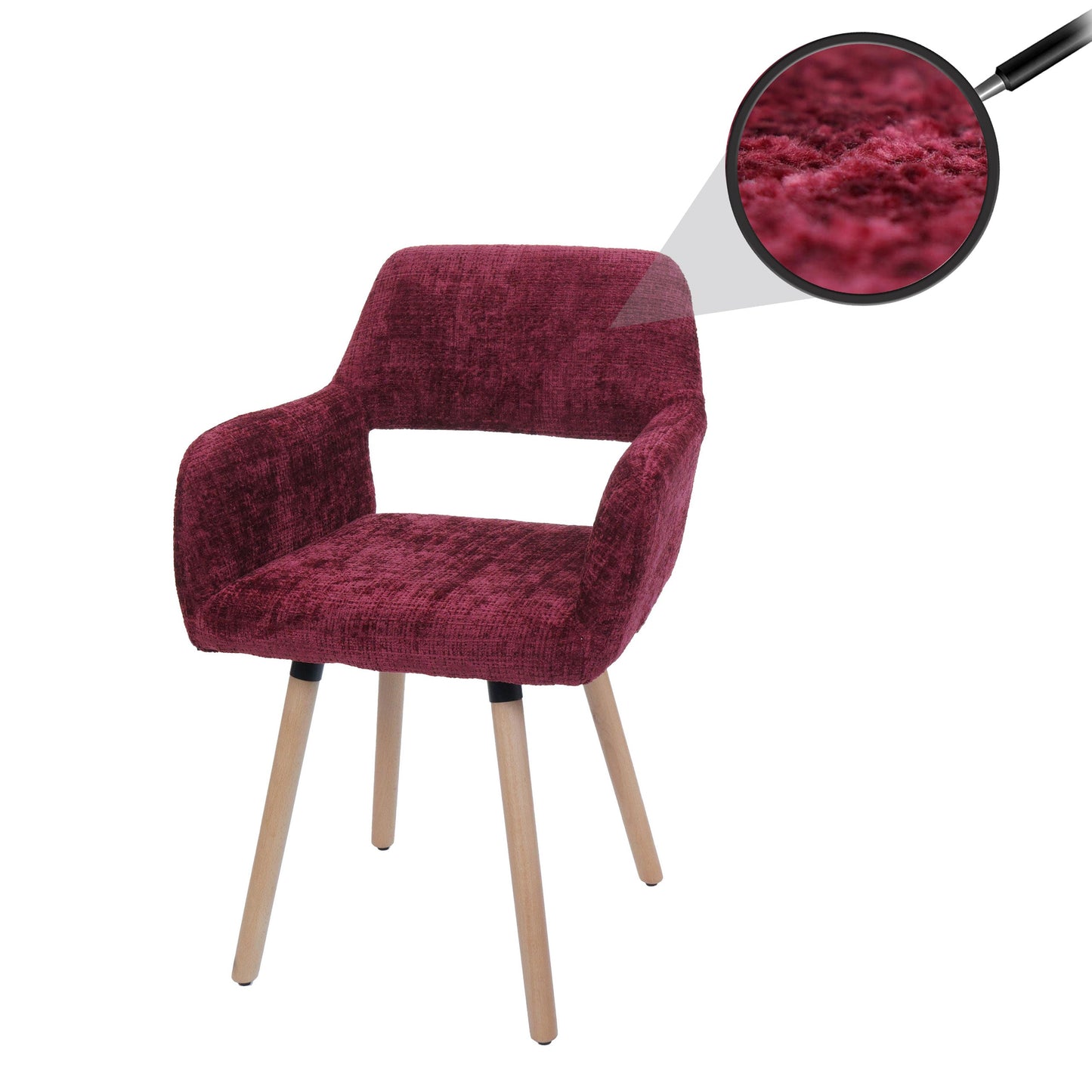 Cosmo Casa - Eetkamerstoel - Keukenstoel - Gestoffeerde Stoel - Hout - Stoftextiel Chenille - 465gm - FSC - Bordeaux