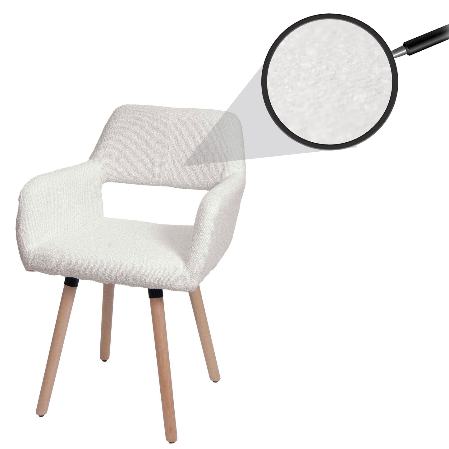 Cosmo Casa - Eetkamerstoel - Keukenstoel - Gestoffeerde Stoel - Hout - Stoftextiel Bouclé - 450gm - FSC - Crème