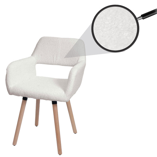 Cosmo Casa - Eetkamerstoel - Keukenstoel - Gestoffeerde Stoel - Hout - Stoftextiel Bouclé - 450gm - FSC - Crème