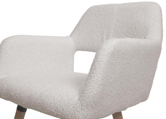 Cosmo Casa - Eetkamerstoel - Keukenstoel - Gestoffeerde Stoel - Hout - Stoftextiel Bouclé - 450gm - FSC - Crème