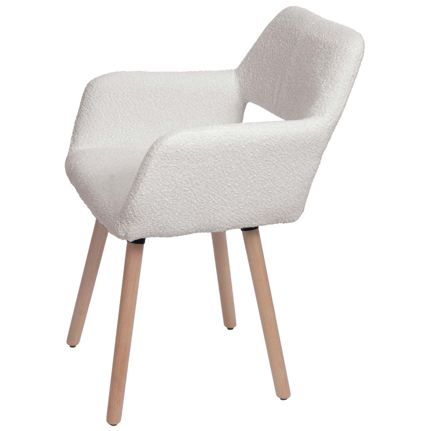 Cosmo Casa - Eetkamerstoel - Keukenstoel - Gestoffeerde Stoel - Hout - Stoftextiel Bouclé - 450gm - FSC - Crème