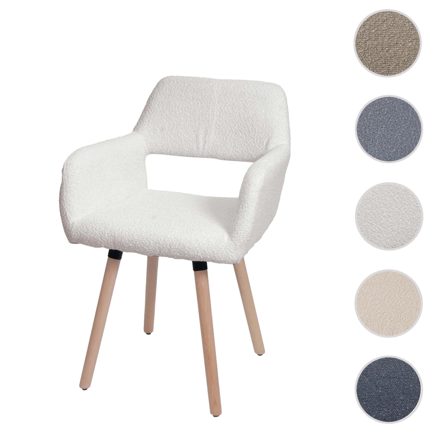 Cosmo Casa - Eetkamerstoel - Keukenstoel - Gestoffeerde Stoel - Hout - Stoftextiel Bouclé - 450gm - FSC - Crème