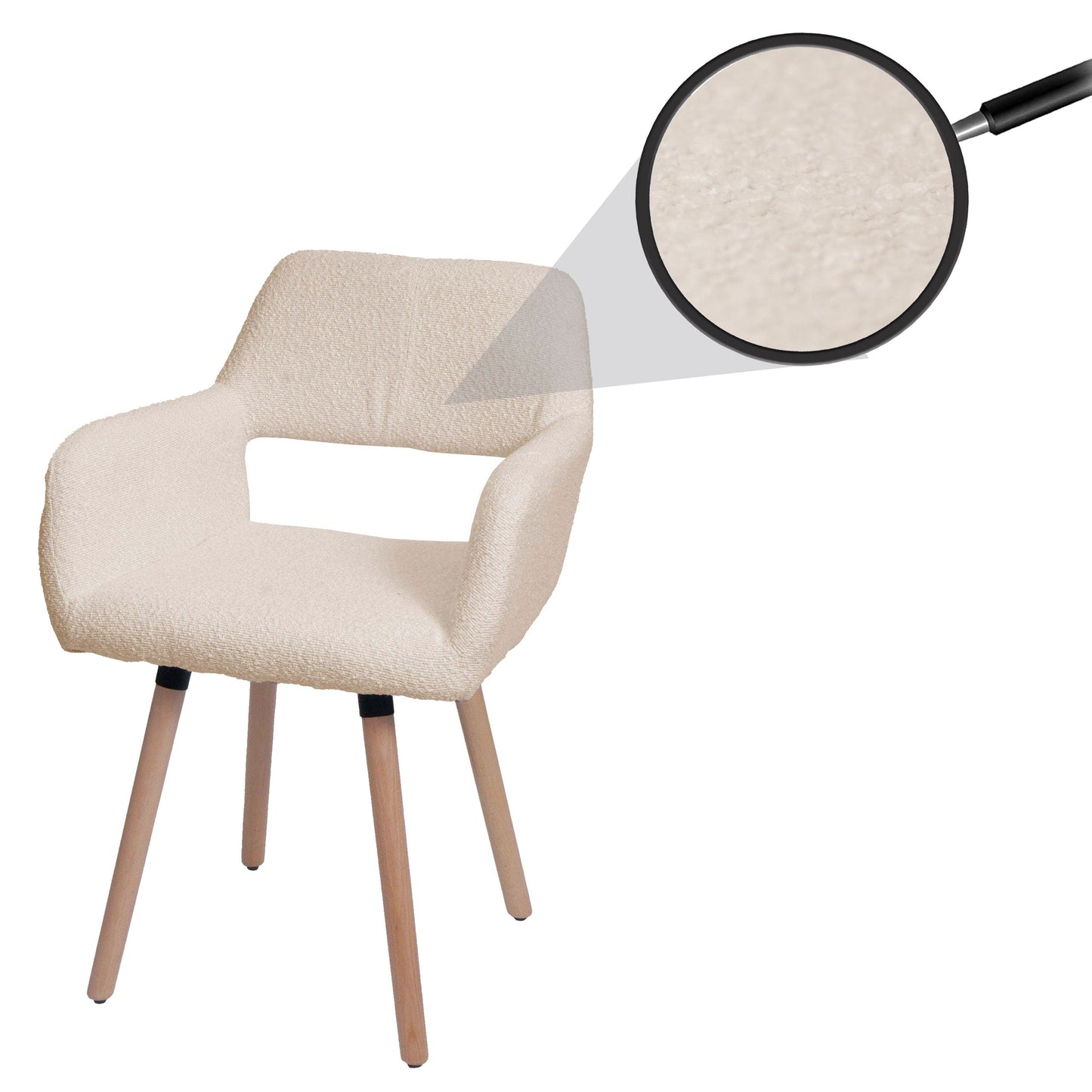 Cosmo Casa - Eetkamerstoel - Keukenstoel - Gestoffeerde Stoel - Hout - Stoftextiel Bouclé - 450gm - FSC - Beige