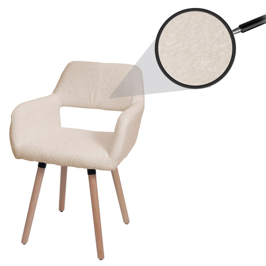 Cosmo Casa - Eetkamerstoel - Keukenstoel - Gestoffeerde Stoel - Hout - Stoftextiel Bouclé - 450gm - FSC - Beige