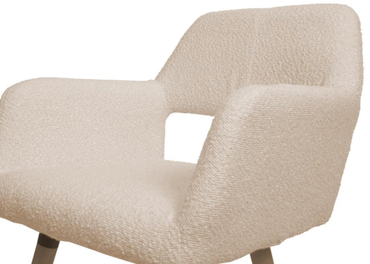 Cosmo Casa - Eetkamerstoel - Keukenstoel - Gestoffeerde Stoel - Hout - Stoftextiel Bouclé - 450gm - FSC - Beige